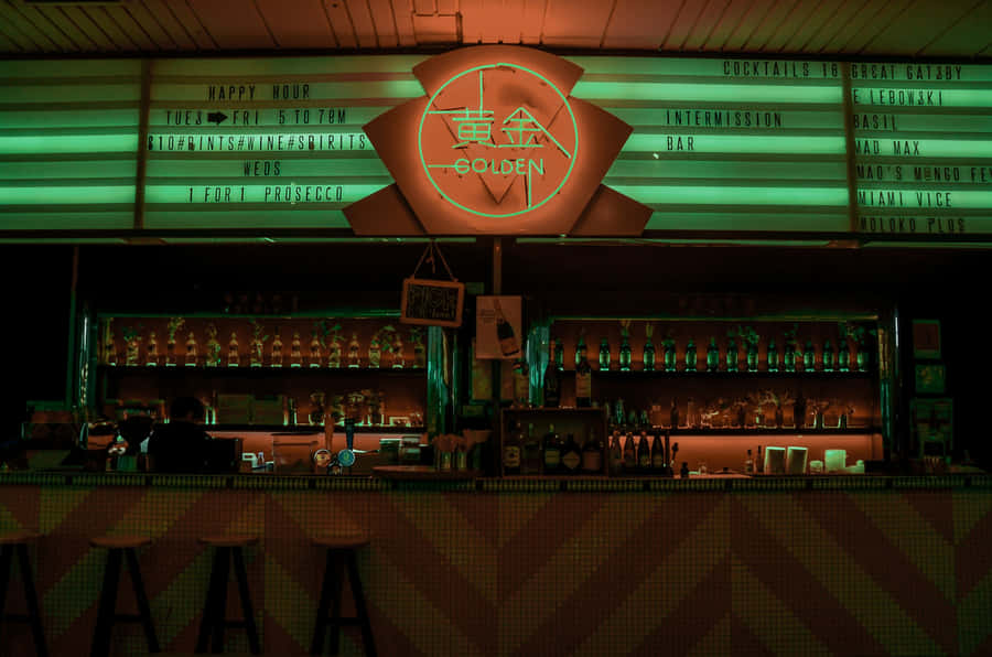 Vintage Golden Bar Signage Wallpaper
