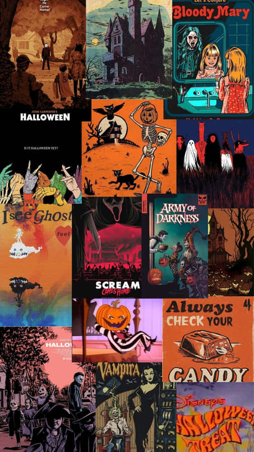 Vintage Halloween Collage Aesthetic Wallpaper