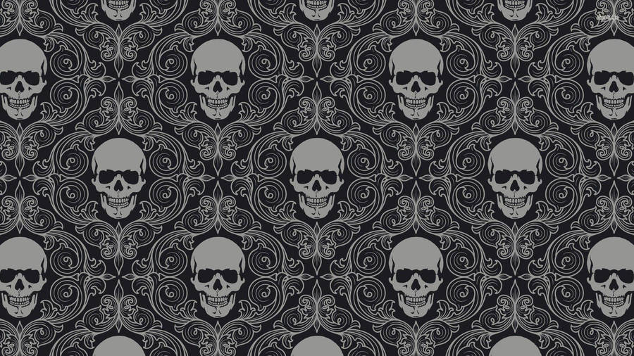 Vintage Halloween Skull Pattern Wallpaper