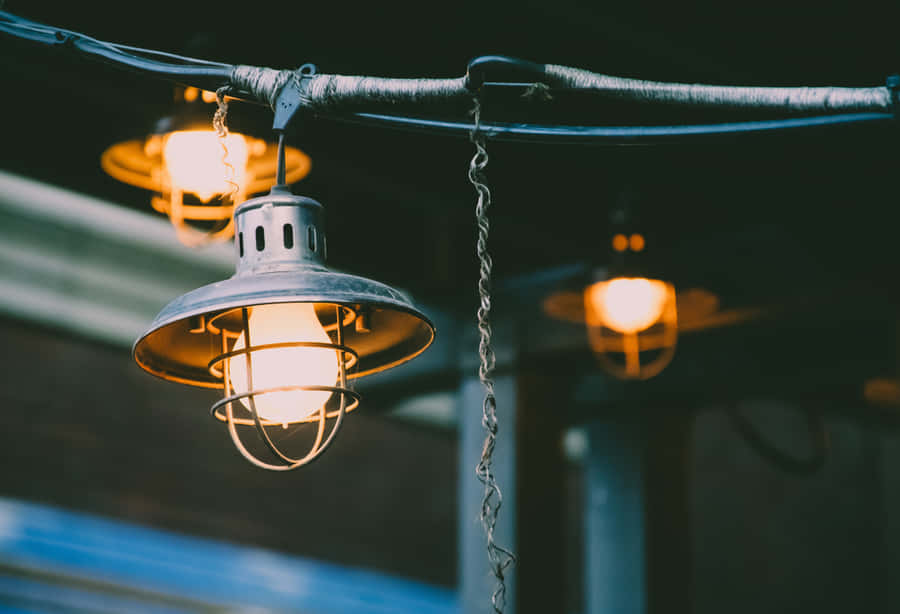 Vintage Industrial Hanging Lamps Wallpaper