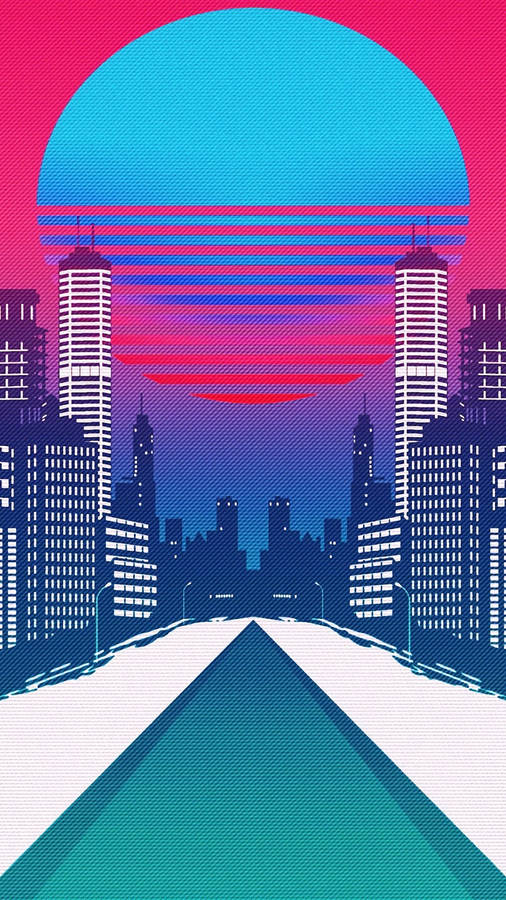 Vintage Iphone Retro Wave Tall Buildings Wallpaper
