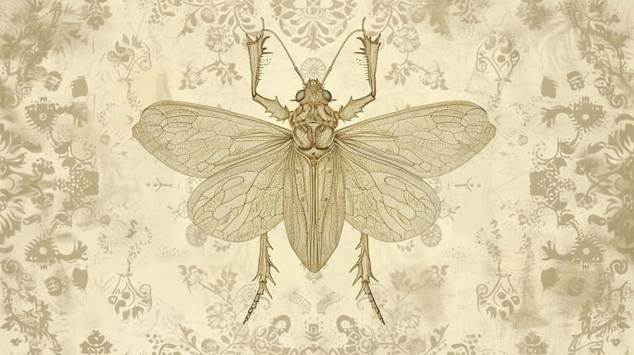 Vintage Lace Bug Illustration Wallpaper