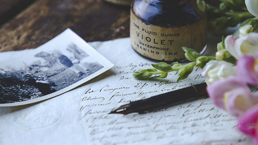 Vintage Love Letter Writing Wallpaper