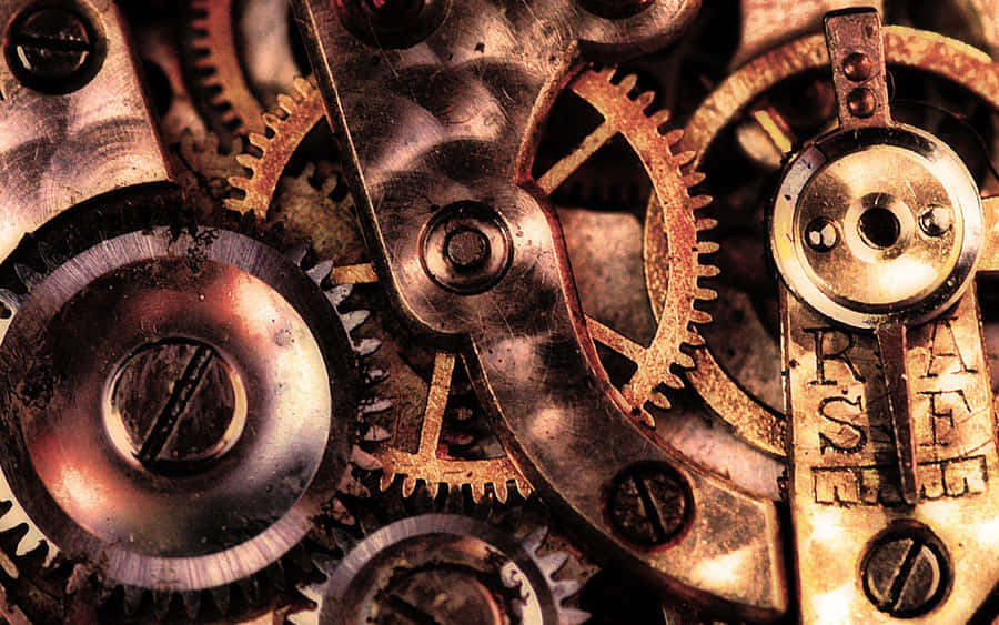 Vintage Mechanical Gears Texture Wallpaper