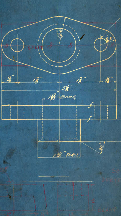 Vintage Mechanical Part Blueprint Wallpaper