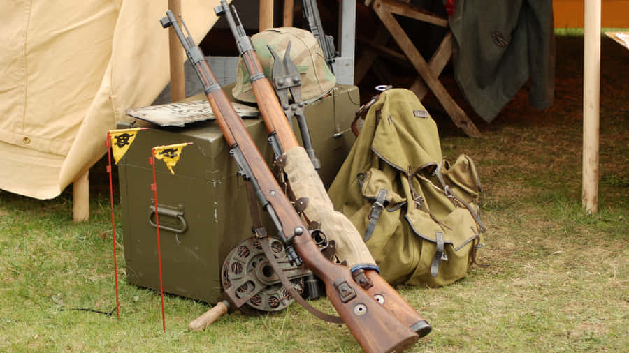 Vintage Military Riflesand Gear Wallpaper