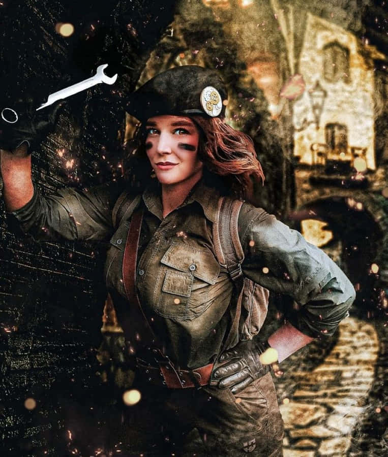 Vintage Military Style Cosplaywith Wrench Wallpaper