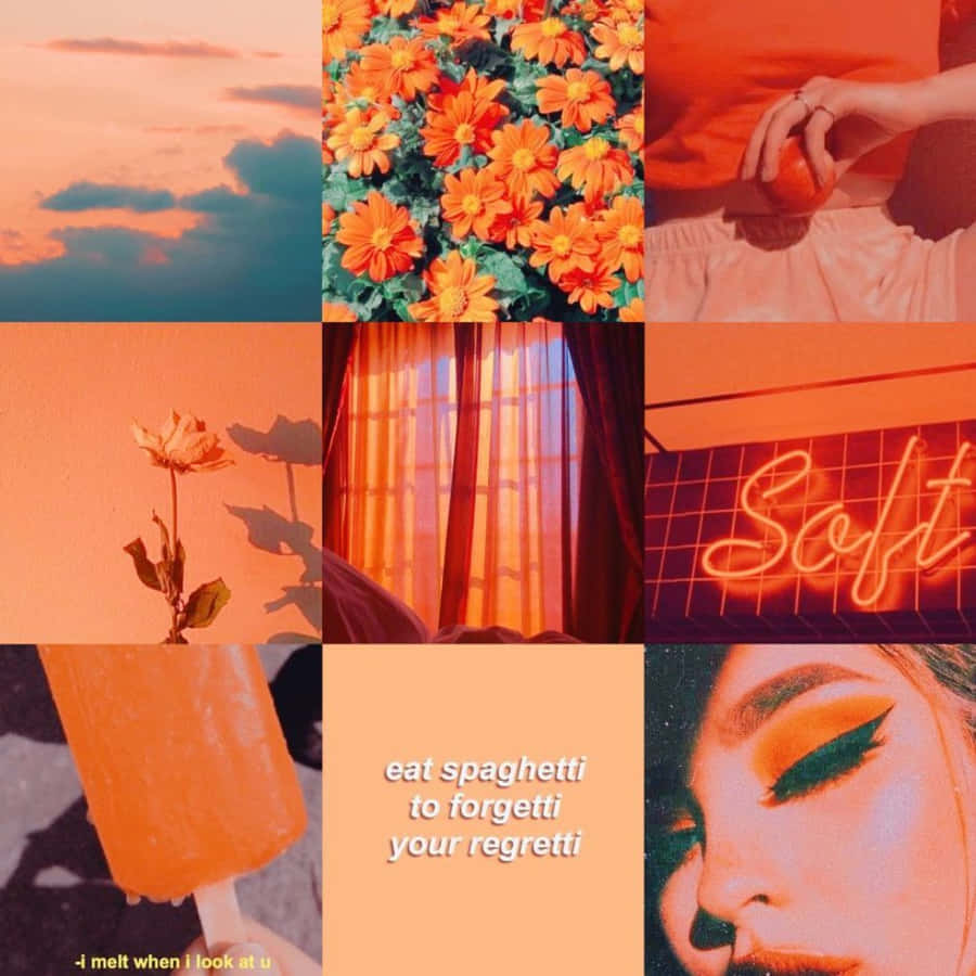 Vintage Orange Aesthetic Collage Wallpaper