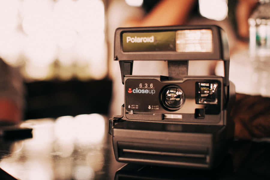 Vintage Polaroid Camera Isolated On A Clean White Background Wallpaper
