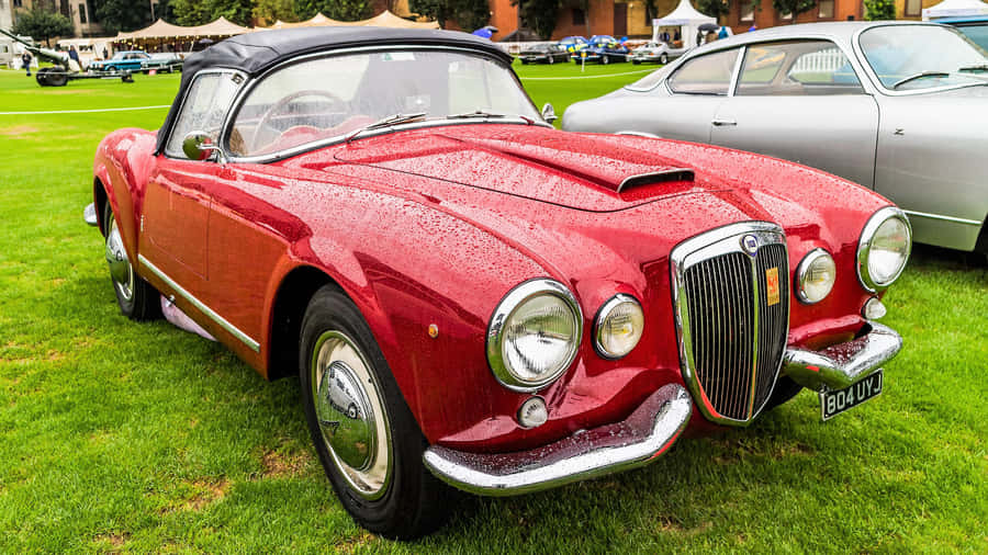 Vintage Red Lancia Aurelia Convertible Wallpaper