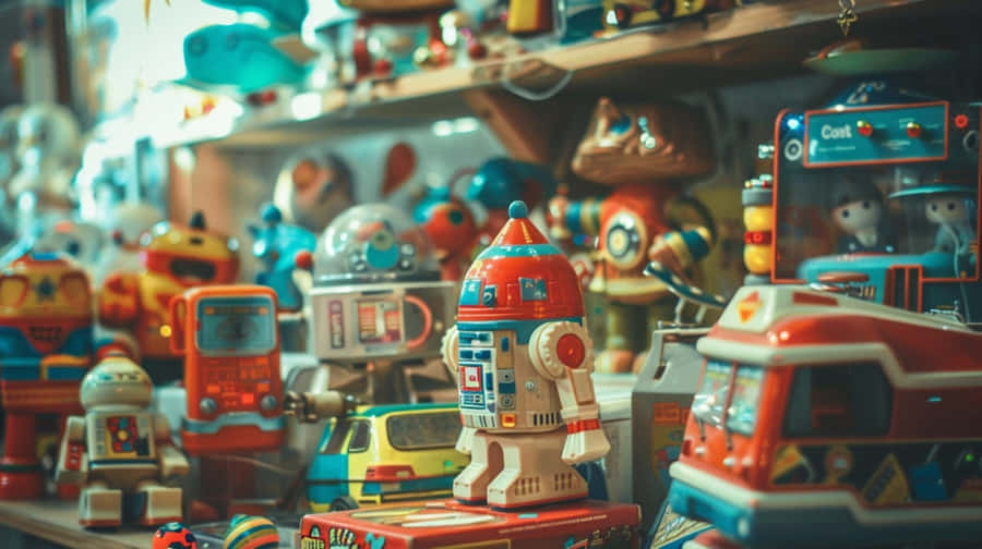 Vintage Robot Toys Collection Wallpaper