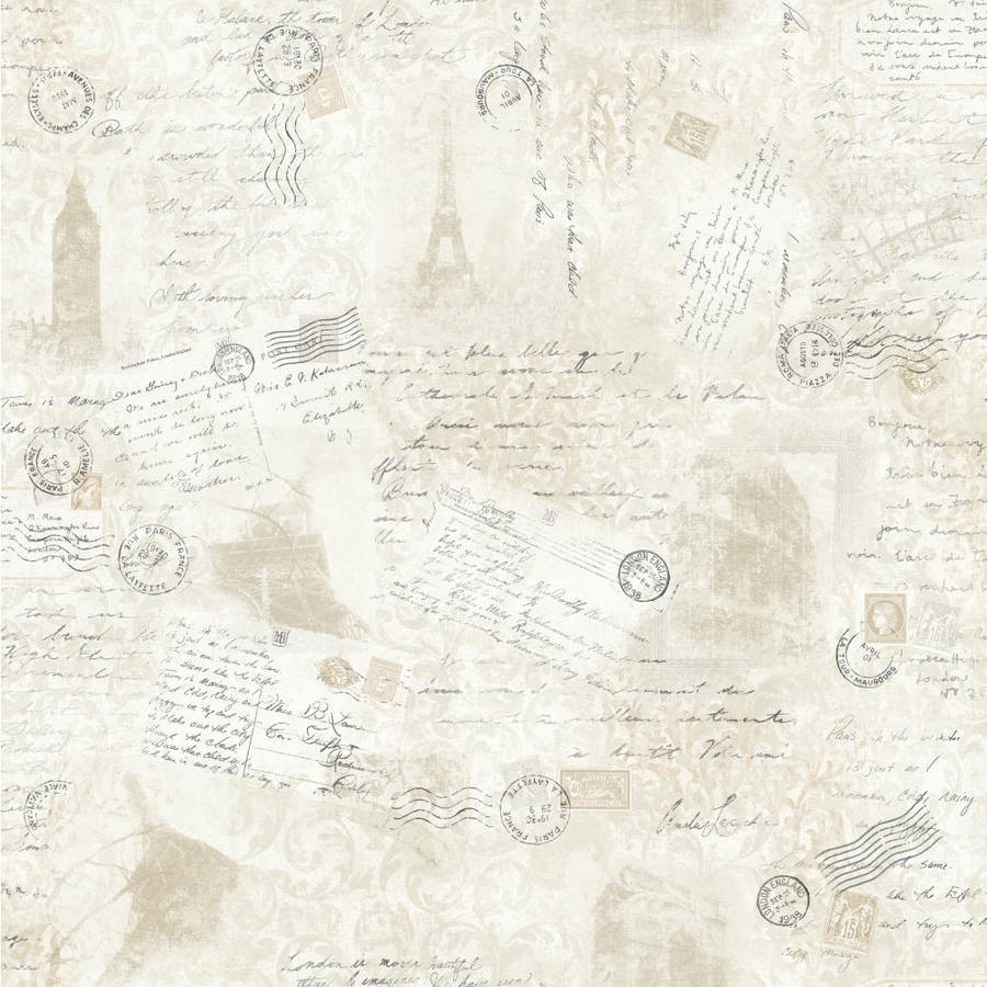 Vintage Script With Mail Stamp Wallpaper