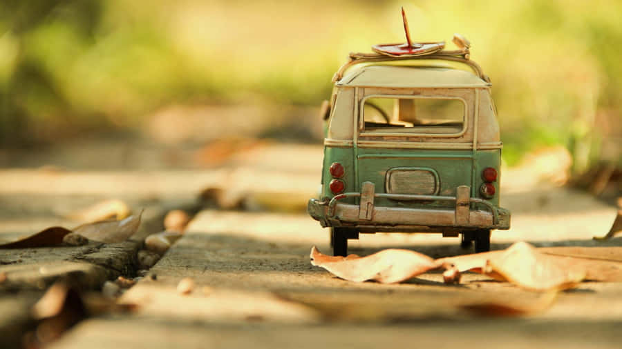 Vintage Toy Van On Tracks Wallpaper