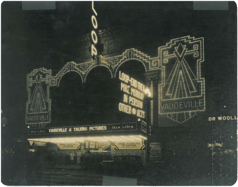 Vintage Vaudeville Theatre Marquee Wallpaper