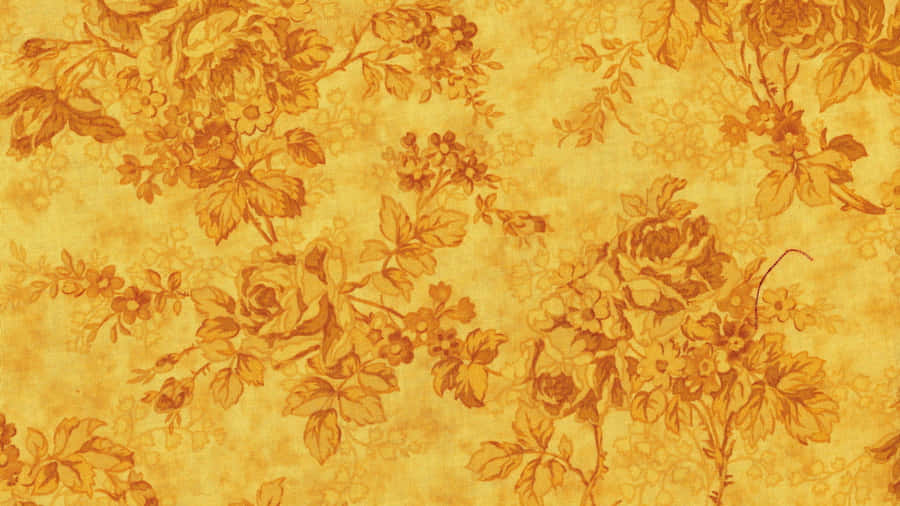 Vintage Yellow Floral Pattern Wallpaper