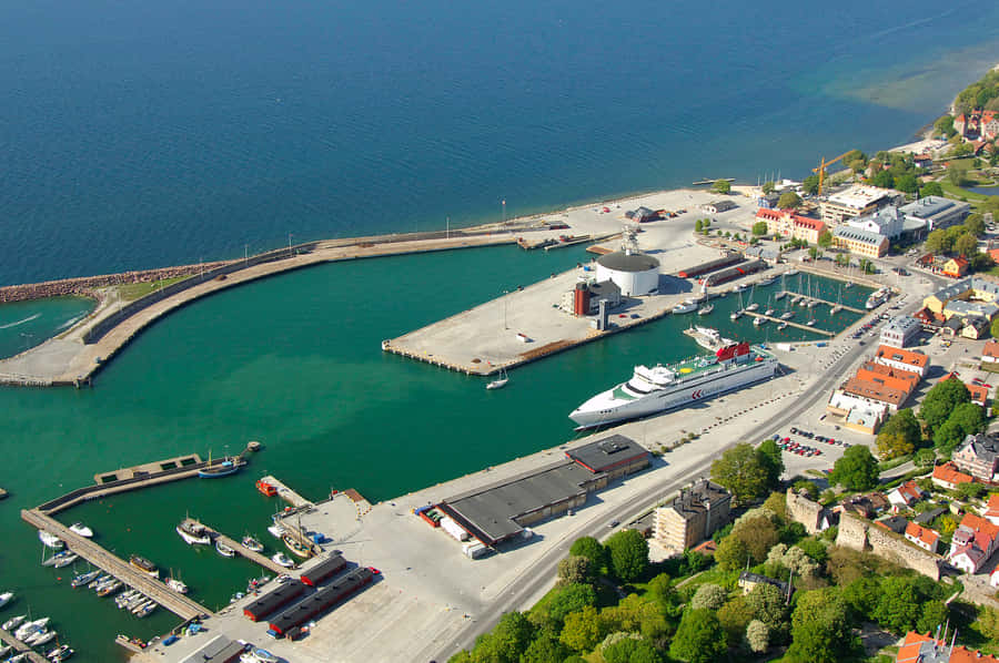 Visby Harbor Aerial View Sweden Wallpaper
