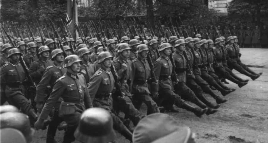 W W I I_ Soldiers_ Marching_ Parade Wallpaper