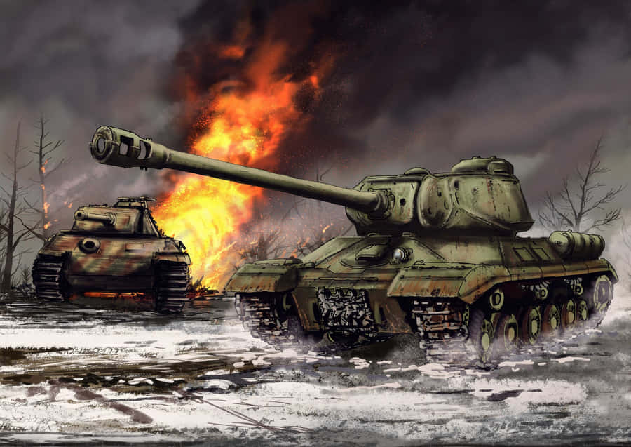 W W2_ Tanks_in_ Battlefield_ Fire Wallpaper