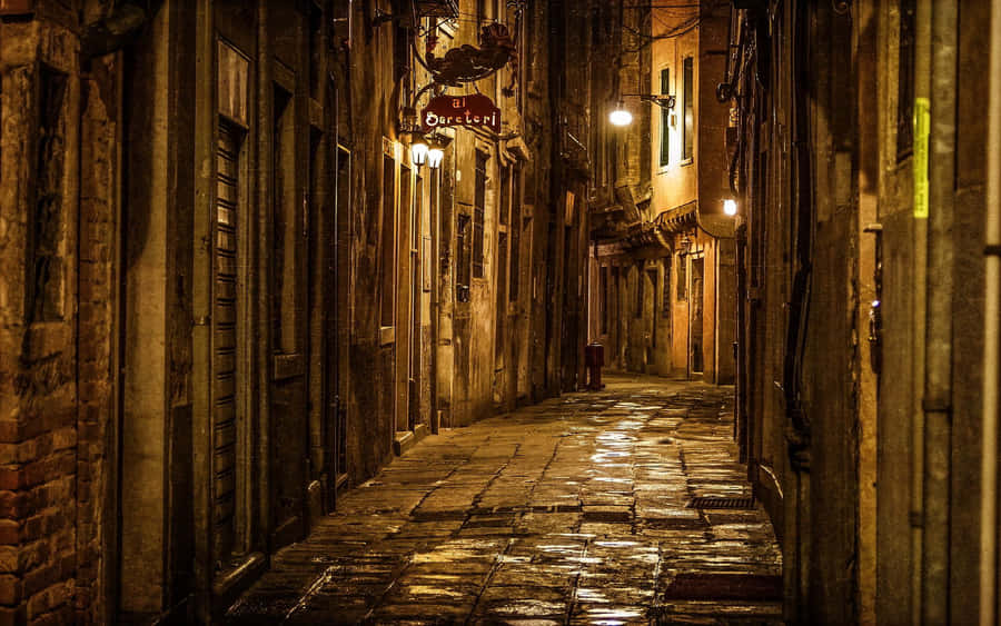 Walking Down A Concrete Alleyway Wallpaper