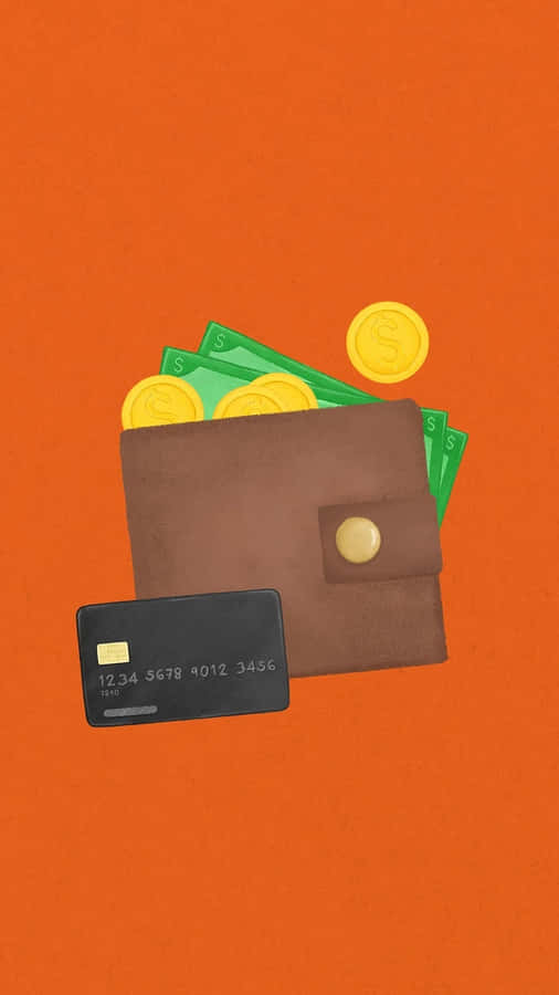 Walletwith Cashand Cardon Orange Background Wallpaper