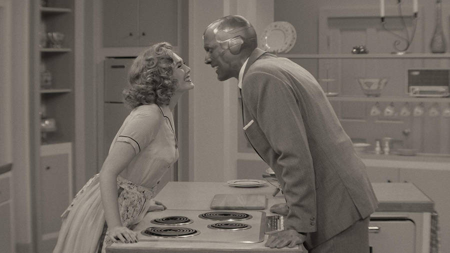 Wanda And Vision Cook Up Some Trouble In This '50s-themed Kitchen. Wallpaper