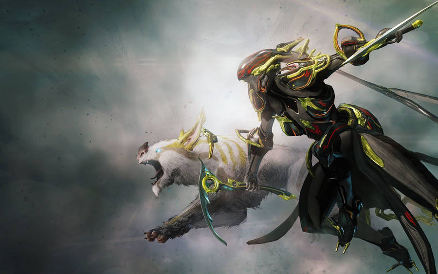 Warframe Tenno Soldier Titania Bravely Stands Ready To Defend Wallpaper
