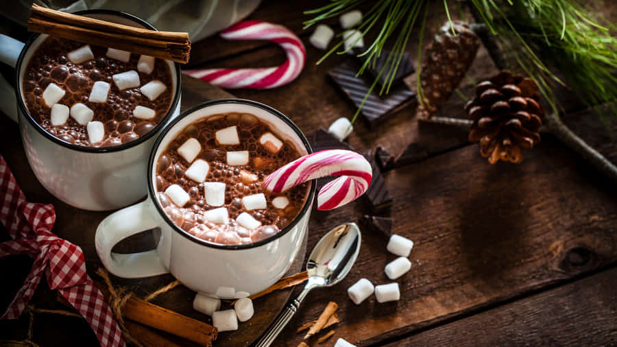 Warm Cup Of Hot Chocolate With Whipped Cream And Cocoa Powder Wallpaper