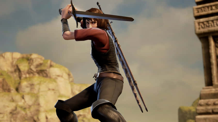 Warrior Ready Pose Outdoor Setting Wallpaper