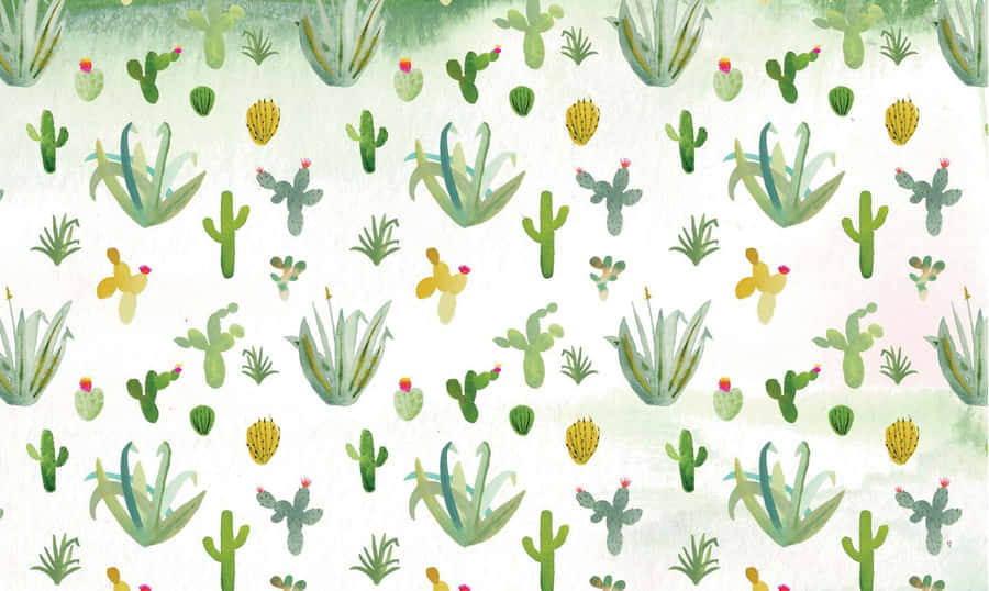 Watercolor Cactus Pattern Desktop Wallpaper Wallpaper