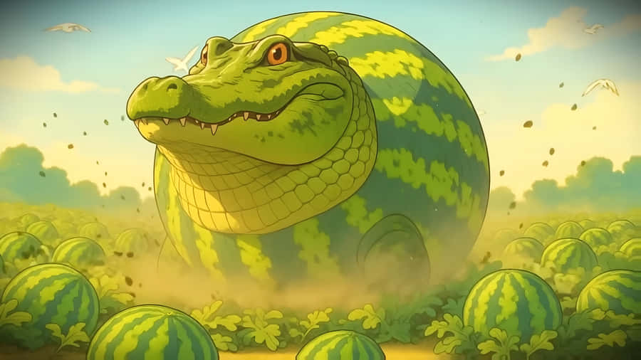 Watermelon Crocodile Illusion Wallpaper