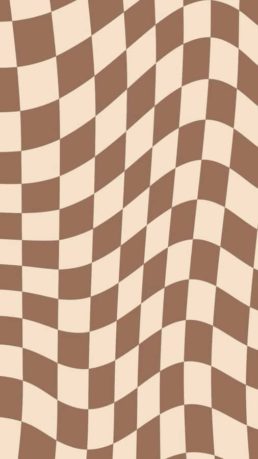Wavy Checkered Brown Pattern Wallpaper
