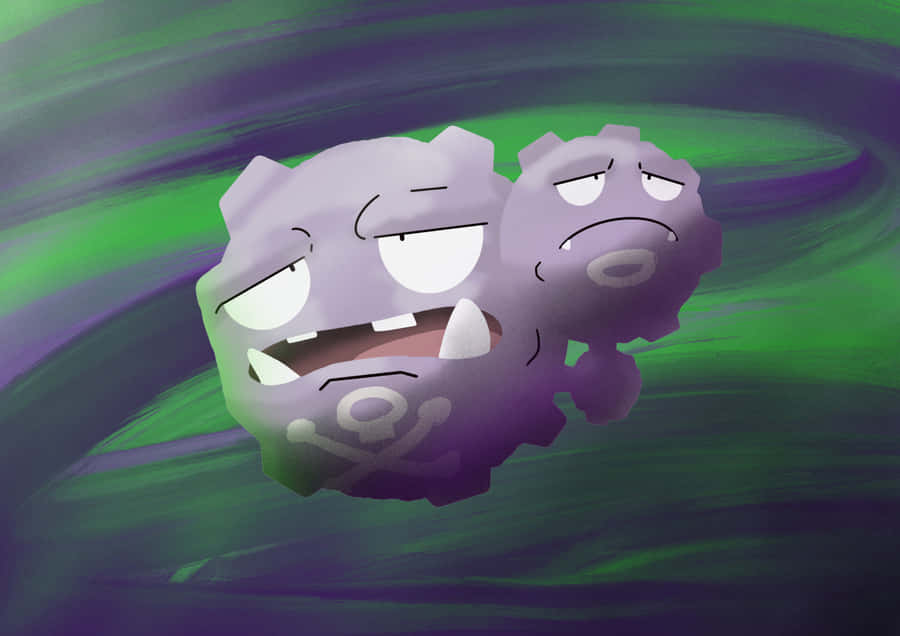 Weezing On Purple And Green Background Wallpaper