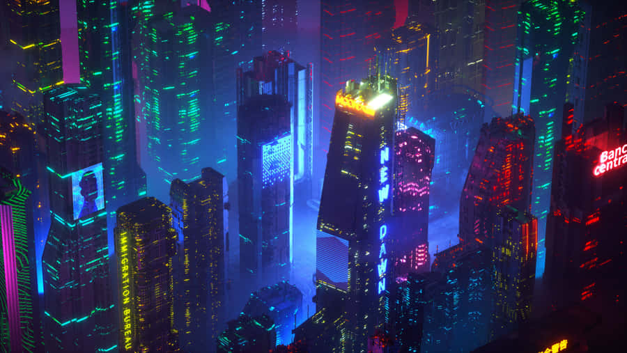 Welcome To The Beautiful And Vibrant Nightlife Of Neon City. Wallpaper