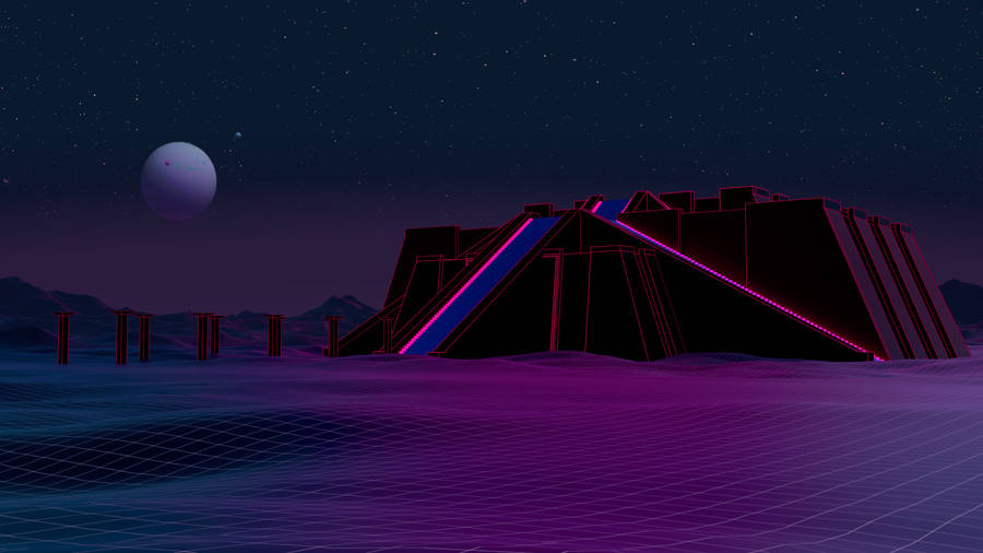 “welcome To The Neon Illuminated Retrowave Ziggurat” Wallpaper