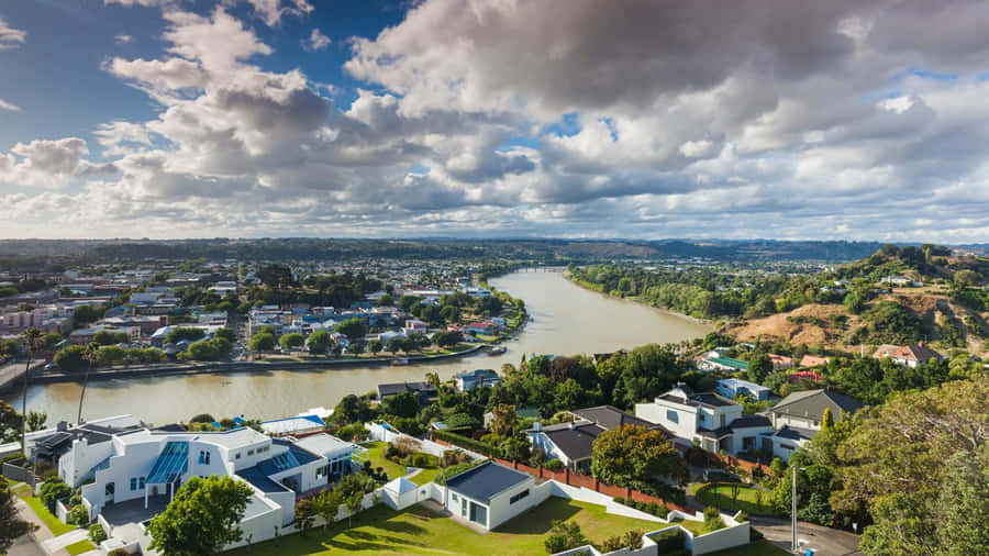 Whanganui River Aerial View New Zealand Wallpaper
