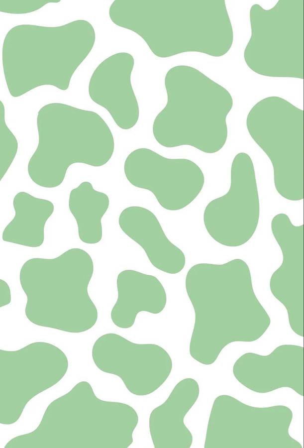 Whimsical Pastel Green Cow Print Wallpaper