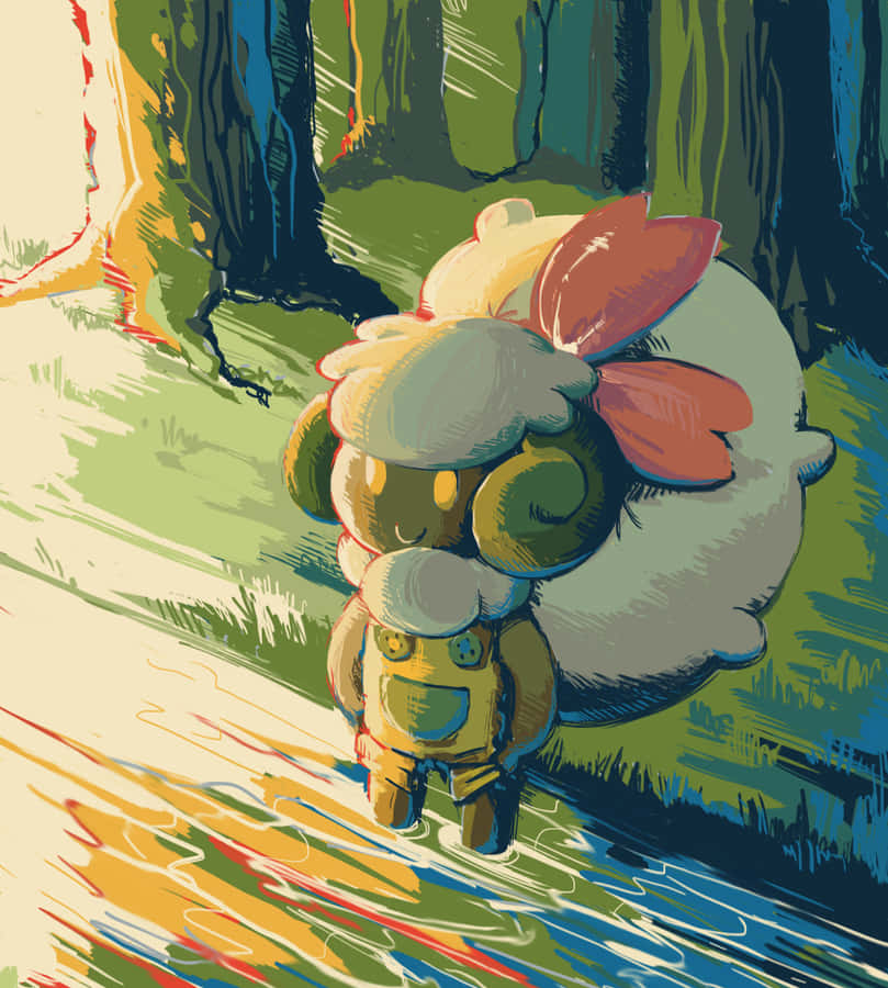 Whimsicott Dressed Up In The Forest Wallpaper