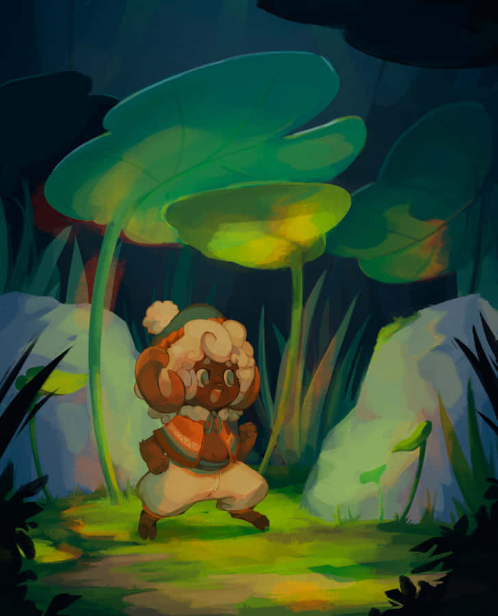 Whimsicott Person In Forest Wallpaper