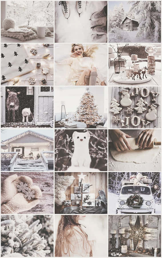 White Christmas Collage Iphone Wallpaper