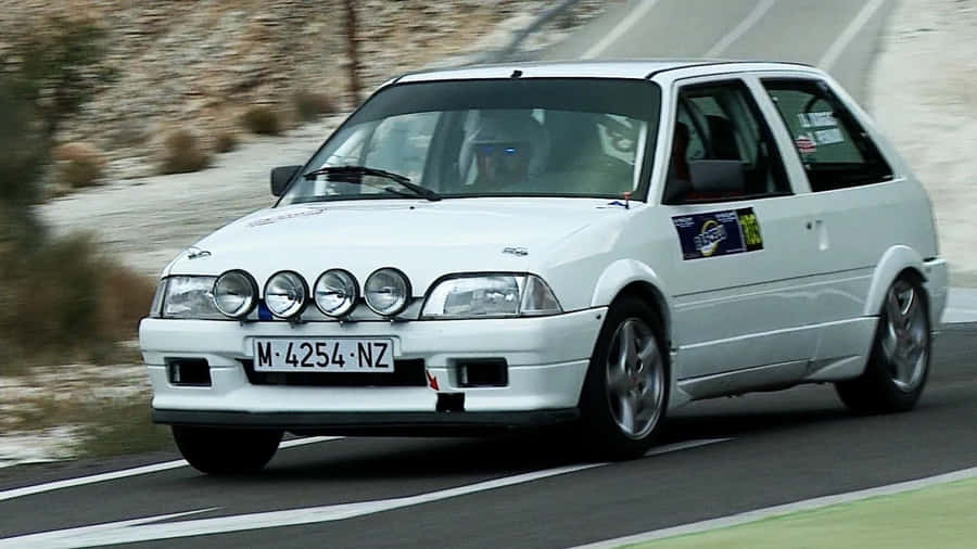 White Citroen A X G Ti Rally Car Wallpaper
