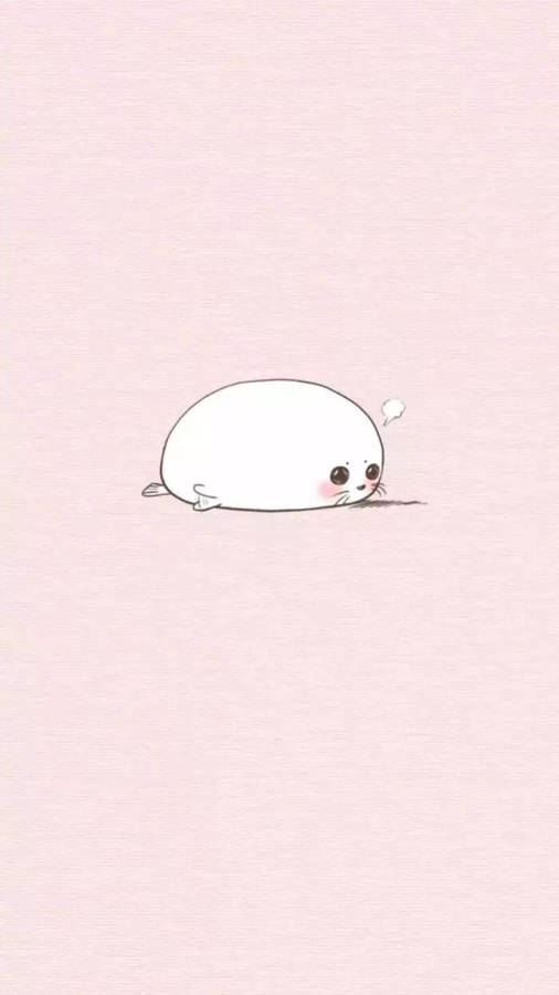 White Kawaii Seal Tumblr Iphone Wallpaper