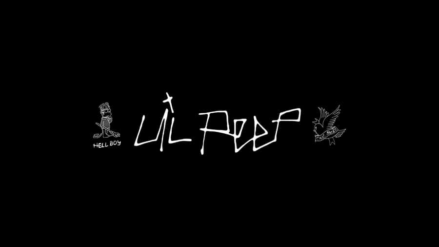 White Lil Peep Logo On Black Background Wallpaper