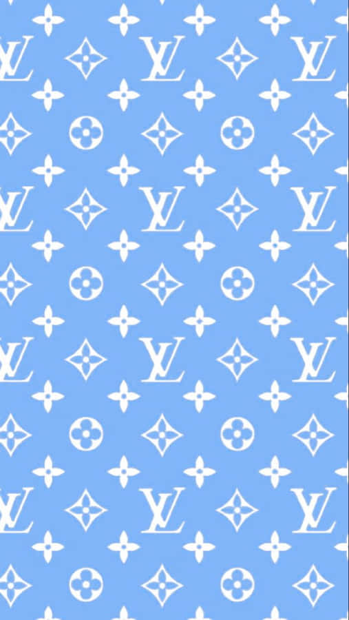 White Louis Vuitton Monogram On Light Blue Wallpaper