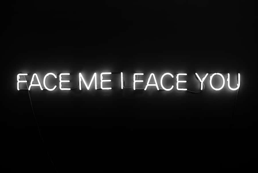 White Neon Face Me Wallpaper
