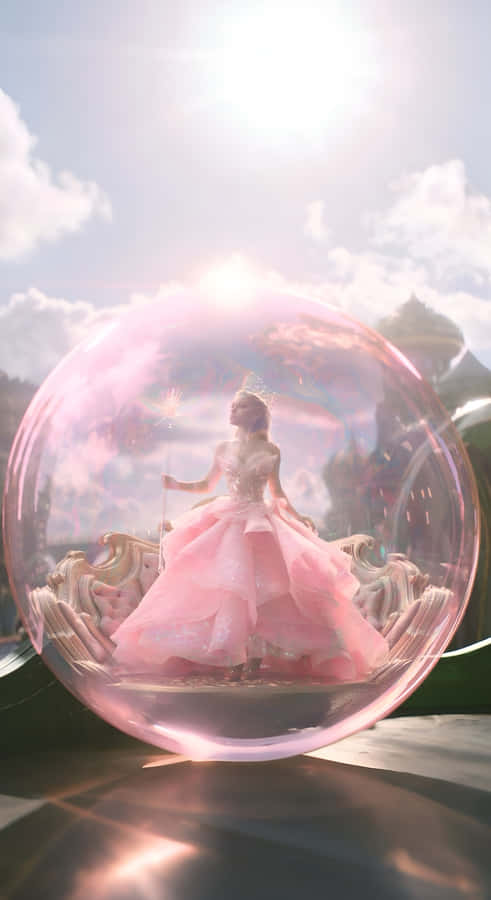 Wicked Glinda In Pink Bubble Wallpaper