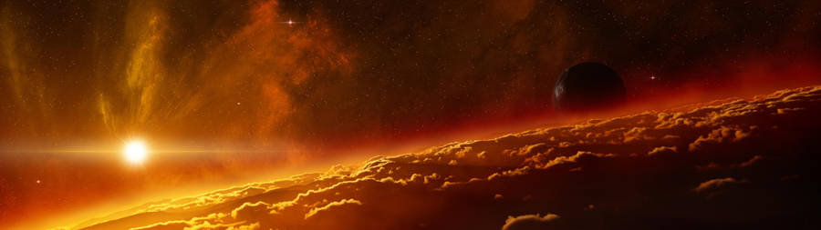 Widescreen Blazing Sun On Space Wallpaper