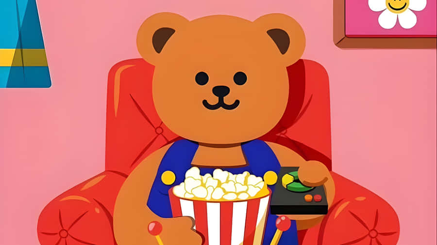 Wiggle Wiggle Bear Watching T V Wallpaper