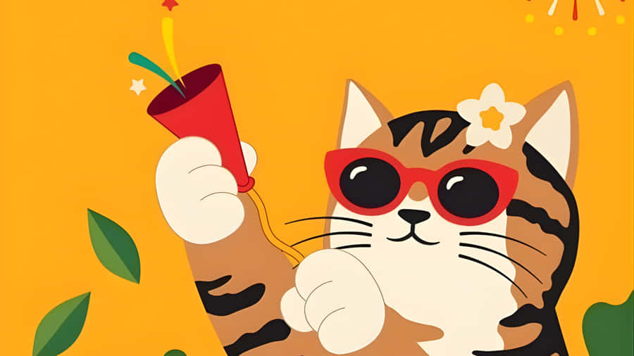 Wiggle Wiggle Cat Celebration Wallpaper