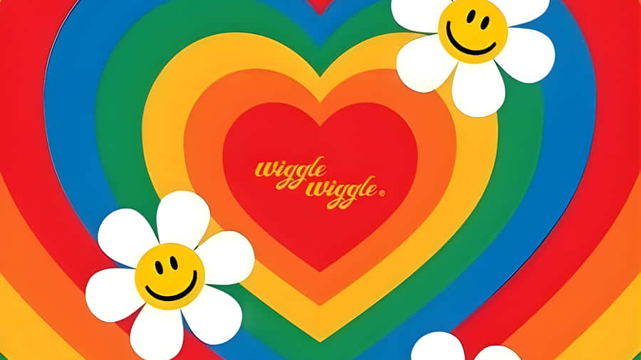 Wiggle Wiggle Colorful Heart Design Wallpaper