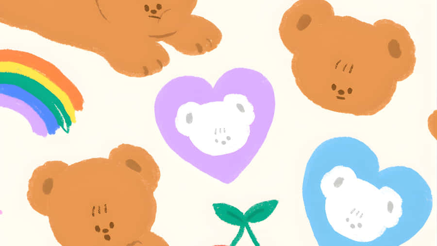 Wiggle Wiggle Cute Bear Pattern Wallpaper
